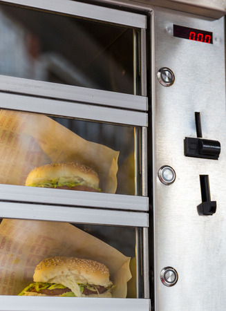 AMSTERDAM, NETHERLANDS - MARCH 23, 2014: Burger vending machine, March 23, 2014, Amsterdam, Netherlandsのeditorial素材