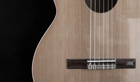 A classical guitar with six nylon stringsの写真素材