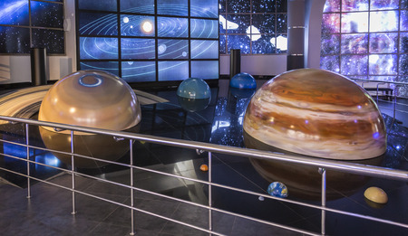MOSCOW, RUSSIA - SEPTEMBER 28: Exhibition in Moscow Planetarium on September 28, 2014 in Moscow. One of the world`s largest and oldest planetarium.のeditorial素材