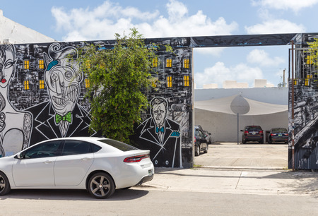 MIAMI, USA - AUGUST 29, 2014 : Graffiti on walls in graffiti district on August 29, 2014 in Miami.のeditorial素材