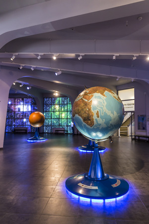 MOSCOW, RUSSIA - SEPTEMBER 28: Exhibition in Moscow Planetarium on September 28, 2014 in Moscow. One of the world`s largest and oldest planetarium.のeditorial素材