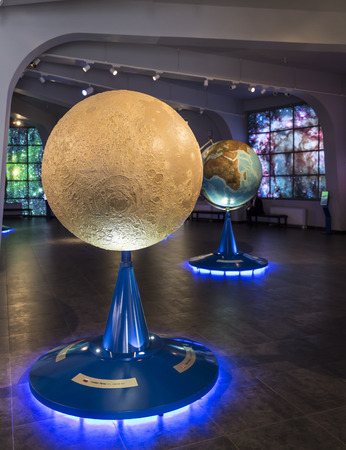 MOSCOW, RUSSIA - SEPTEMBER 28: Exhibition in Moscow Planetarium on September 28, 2014 in Moscow. One of the world`s largest and oldest planetarium.のeditorial素材