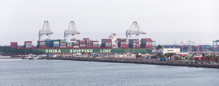 LONG BEACH, CALIFORNIA - MAY 30: Long beach port on May 30, 2015 in Long Beach, California, USA.
