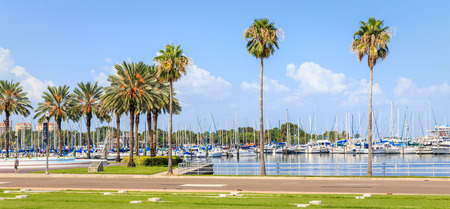 ST. PETERSBURG, FLORIDA - SEPTEMBER 2: Bay with yachts on September 02, 2014 in St. Petersburg, FL.のeditorial素材
