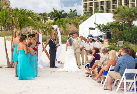 ST. PETE BEACH, FLORIDA, USA - SEPTEMBER 5, 2014: Wedding ceremony on the St. Pete beach in Florida, USA on September 5, 2014のeditorial素材
