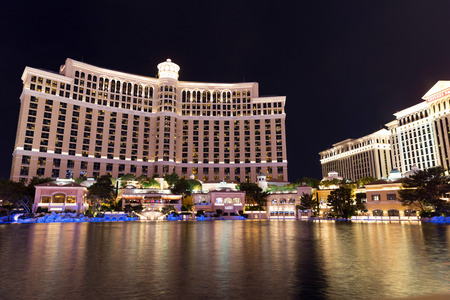 LAS VEGAS, NEVADA - MAY 29: Bellagio hotel on May 29, 2015 in Las Vegas, Nevada,USA. Bellagio is a luxurious hotel famous with its fountainsのeditorial素材