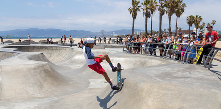 VENICE, UNITED STATES - MAY 21, 2015: Ocean Front Walk at Venice Beach, Skatepark , California. Venice Beach is one of most popular beaches of LA County.のeditorial素材