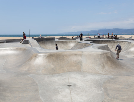 VENICE, UNITED STATES - MAY 21, 2015: Ocean Front Walk at Venice Beach, Skatepark , California. Venice Beach is one of most popular beaches of LA County.のeditorial素材