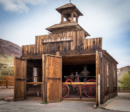 Fire hall in Calico Ghost Town near Barstow, California, owned by San Bernardino Countyのeditorial素材