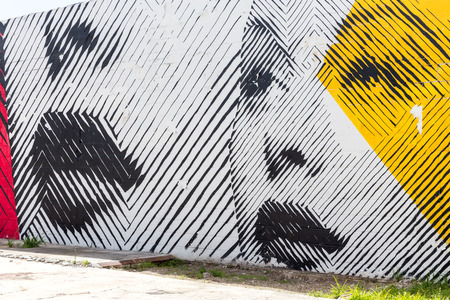 Street art graffiti. Abstract creative drawing   on the walls of Miami city. USA urban Contemporary Cultureのeditorial素材