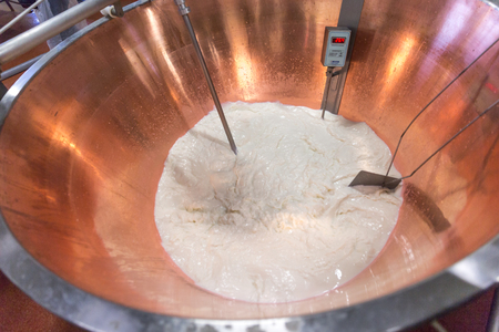 Parmesan cheese prduction process in Bologna Italyの写真素材
