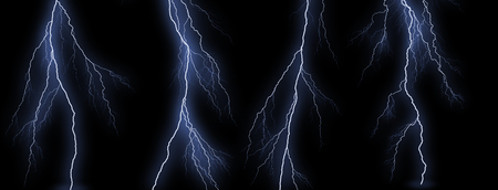 Some different lightning bolts isolated on black