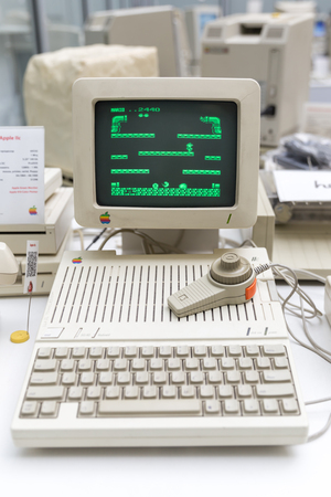 MOSCOW, RUSSIA - JUNE 11, 2018: Old original Apple Mac computer in museum in Moscow Russia