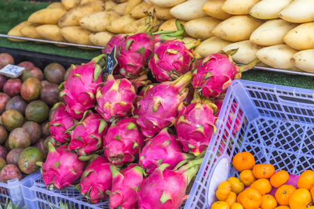 Dragon fruit in the market in thailandの写真素材