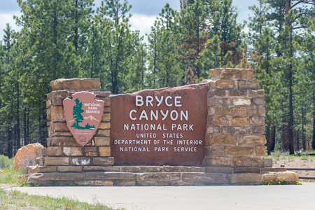 Bryce Canyon National Park Entrance Sign Utah USAの写真素材