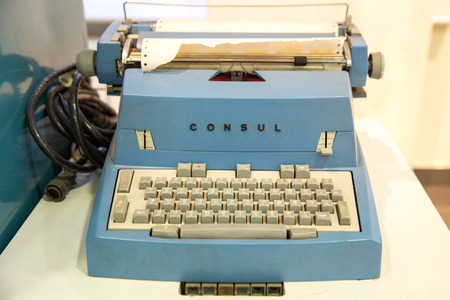 Moscow, Russia - November 20, 2013: Consul Typewriter by Zbrojovka Brno, Czechoslovakia which started manufacturing typewriters in 1932. The name CONSUL was first used in about 1953のeditorial素材