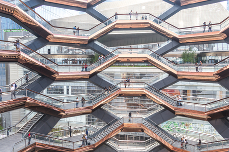 New York City, NY, USA - May 17, 2019: Interior of The Vessel public structure and landmark that was built as part of the Hudson Yards Redevelopment Project in Manhattan New York Cityのeditorial素材