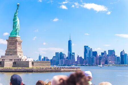NEW YORK, USA - MAY 16, 2019: People make photo of the Statue of Liberty, New York City, NY, USAのeditorial素材