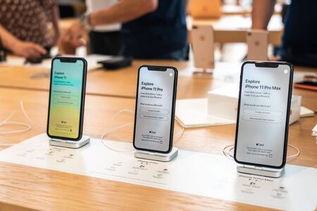 Aventura, Florida, USA - September 20, 2019: The iPhone 11, 11 Pro and Pro Max are displayed as the...