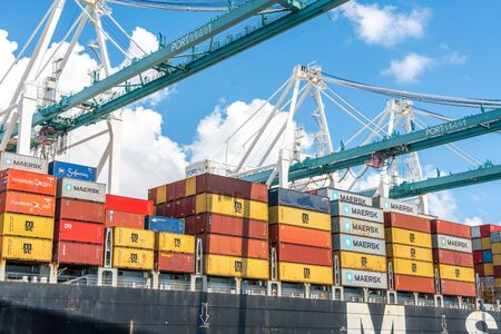 Miami, USA - September 11, 2019: The Port of Miami is the major port in USAのeditorial素材