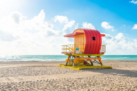 Lifeguard station in miami beach, florida, america, usaの写真素材