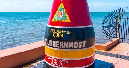 Key West, Florida, USA - September 12, 2019: Southernmost point in continental USA in key west floridaのeditorial素材