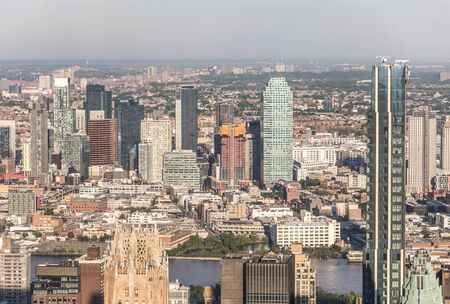 New york, USA - May 17, 2019: New York City Manhattan midtown aerial panorama view with skyscrapers and blue sky in the day.のeditorial素材