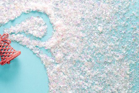 Christmas blue background with white glitter. Holiday elegant design