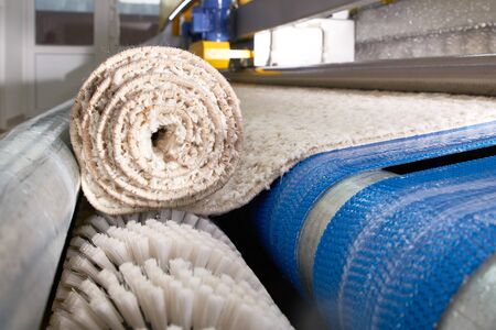 Automatic Industrial line for washing and cleaning dirty carpetsの写真素材