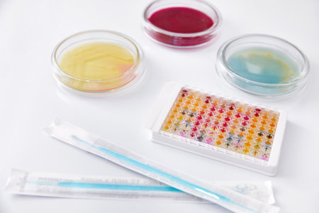 Microbiology Laboratory. Petri Dishes with Various Bacteria Samples