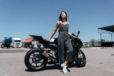 STAVROPOL, RUSSIA - MAY 28, 2020: BMW black sportbike. Modern powerful motorcycle in Stavropol city,...