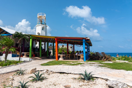 Isla Mujeres, Cancun, Mexico - September 13, 2021: Acantilado cafe in Punta Sur - Southernmost point of Isla Mujeres, Mexicoのeditorial素材