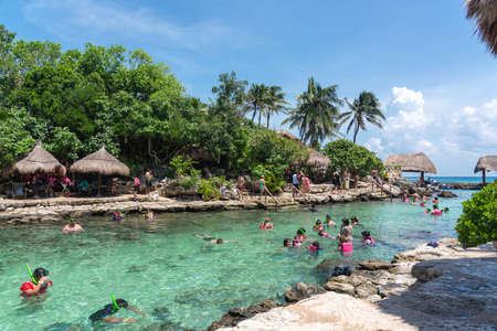 Cancun, Mexico - September 13, 2021: Snorkeling at XCaret park on the Mayan Riviera resort.のeditorial素材
