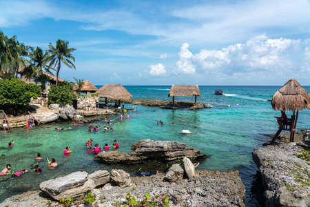 Cancun, Mexico - September 13, 2021: Snorkeling at XCaret park on the Mayan Riviera resort.のeditorial素材