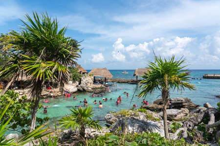 Cancun, Mexico - September 13, 2021: Snorkeling at XCaret park on the Mayan Riviera resort.のeditorial素材