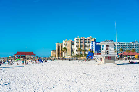 Clearwater beach with beautiful white sand in Florida USAの写真素材