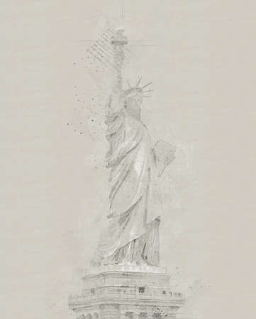 Statue of liberty vintage style pencil sketchの写真素材