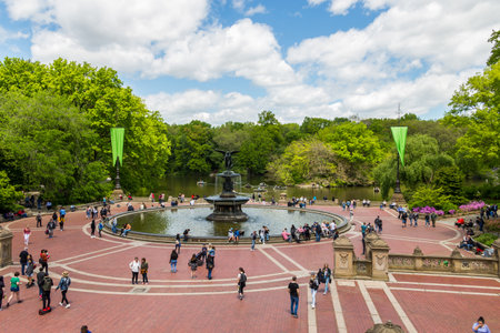 New york, USA - May 15, 2019: Bethesda Fountain in Central Park, New Yorkのeditorial素材