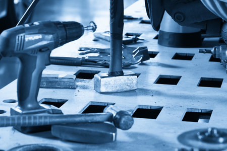 Car repair tools on the table in auto repair shopの写真素材
