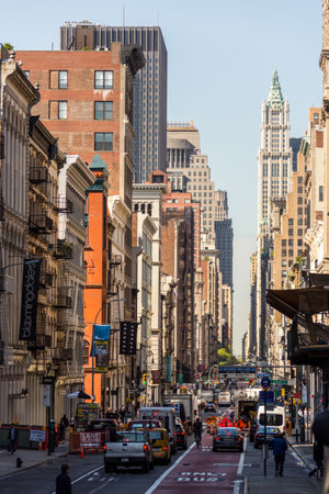 New york, USA - May 15, 2019: Busy wide street in New York city, USA