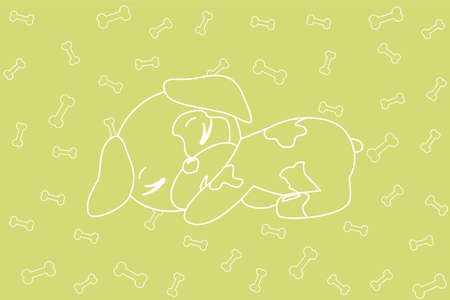 Cute sleeping puppy. Funny background of a sleeping dog. Dogs Babyのイラスト素材