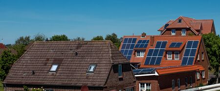 tiled roofs of houses. Germany