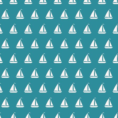 Regular petrol vector pattern with white sailboatsのイラスト素材