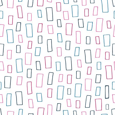 White pattern with colorful hand drawn rectanglesのイラスト素材