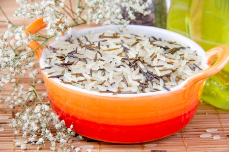 Mix rice in the orange bowl の写真素材