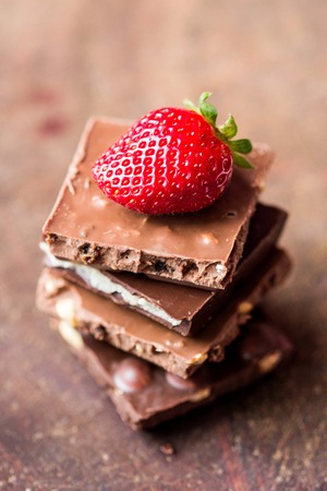 Chocolate stack, mixed, range, strawberry, nuts, marzipan, tasty sweet snack