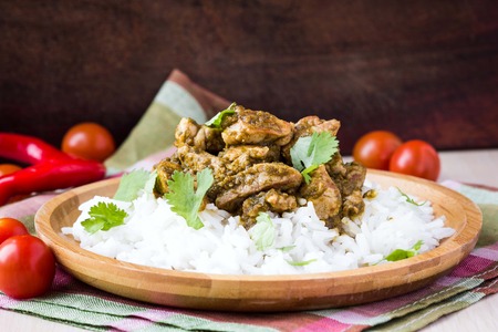 Pork stew, fried beef with white rice, a tasty dishの写真素材