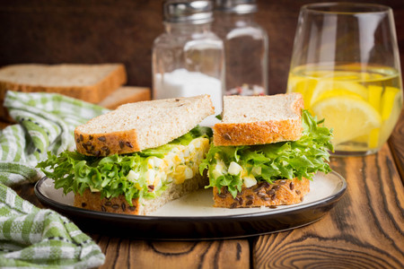 Egg salad sandwich, greens, lettuce, delicious healthy Breakfastの写真素材