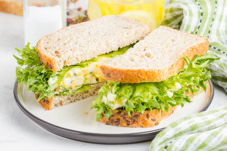 Egg salad sandwich, greens, lettuce, delicious healthy Breakfastの写真素材