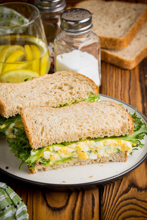 Egg salad sandwich, greens, lettuce, delicious healthy Breakfastの写真素材